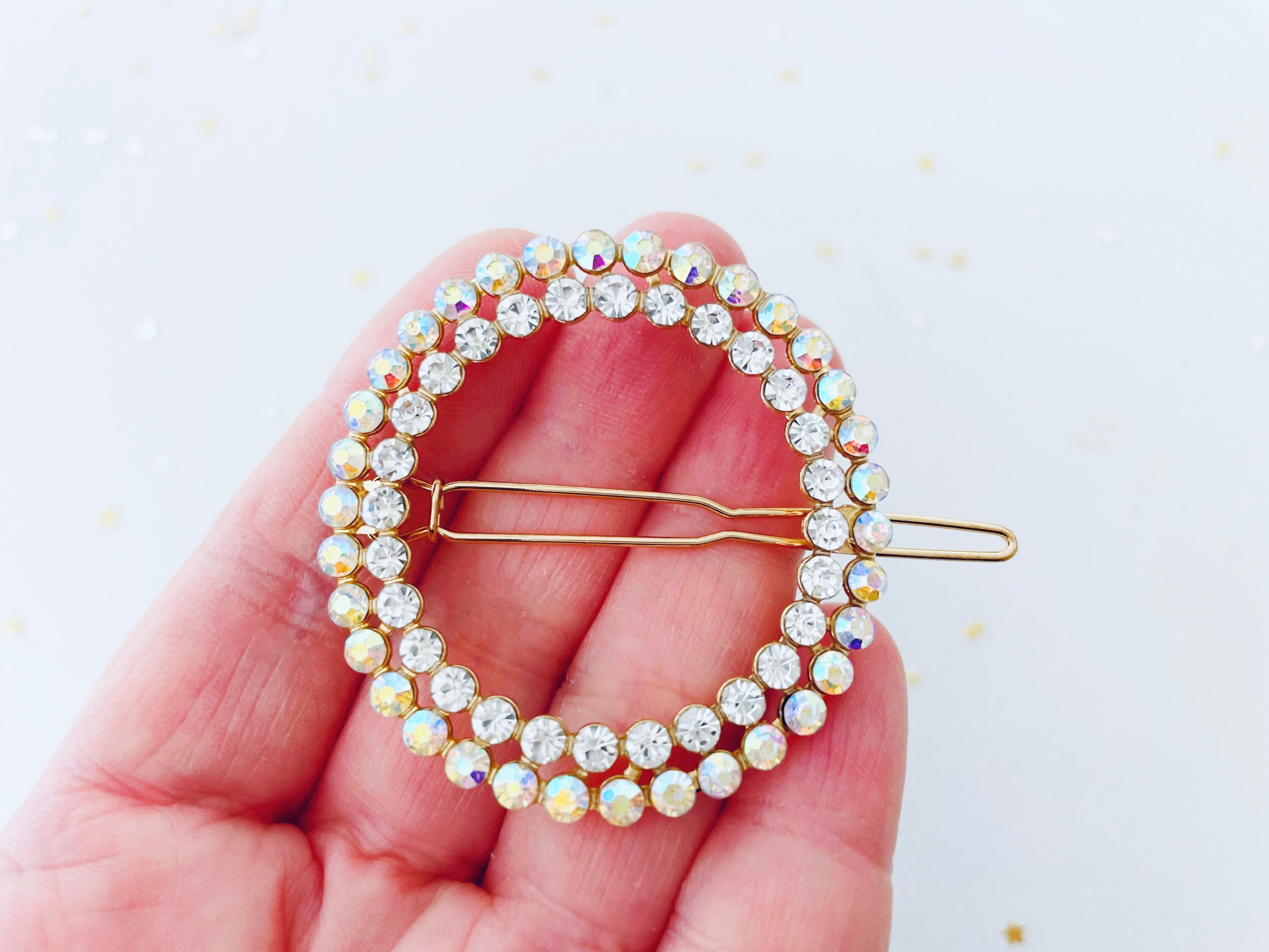 Crystal Hair Clip Round Hair Clip Simple Hair Clip Crystal Etsy