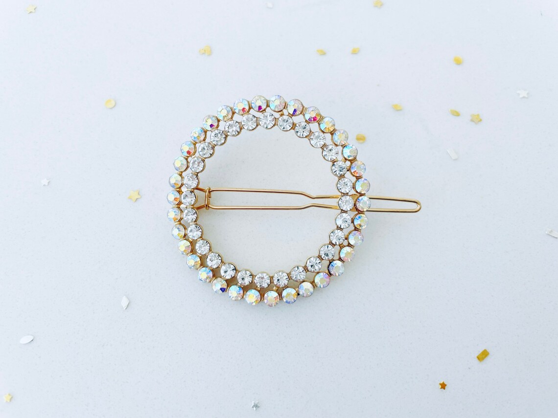 Crystal Hair Clip Round Hair Clip Simple Hair Clip Crystal Etsy UK