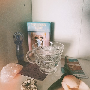 Vintage Glass Libations Cup, Ancestor Offering Chalice, Deity Offering Cup, Ancestor Offering Glass, Wine Glass For Altar