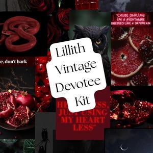 Kit Vintage de Culto a Lilith, Ferramentas Vintage de Bruxaria, Kit de Mistério da Deusa Negra, Kit de Devoto de Lilith, Kit de Bruxaria para Devotos de Lilith