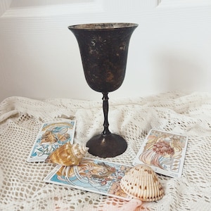 Vintage Silver Deity Chalice, Deity Offering Cup, Deity Libations, Dionysius Altar Cup With Grapes, Ancestor Offerings