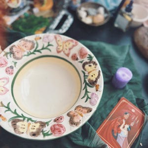 Vintage Floral Bowl, Witchcraft Spellwork Plate, Persephone Offering Plate, Deity Offering Plate, Ritual Jewelry Plate, Demeter Altar Tools