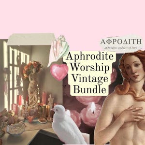 Afrodite dyrkan vintagepaket, vintage häxkonstverktyg, grekiskt häxmysteriepaket, gudomsarbete för nybörjare, vintage kärlekshäxkit