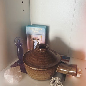Vintage Brown Pot With Handle, Deity Offering Altar Bowl, Cauldron Spellwork Bowl, Witchcraft Altar Tools, Spellwork Tools, Hecate Altar