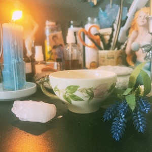 Vintage Floral Mug, Deity Offering Mug, Deity Offering Cup, Floral Tea Cup, Deity Offering Tools, Deity Altar Tool, Persephone