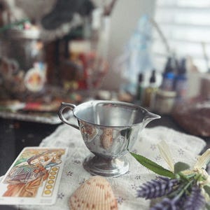 Vintage Silver Deity Libations Cup, Deity Offering Cup, Greek God Deity Ancestor Offerings, Altar Cup, Spellwork Tools Offering Cup