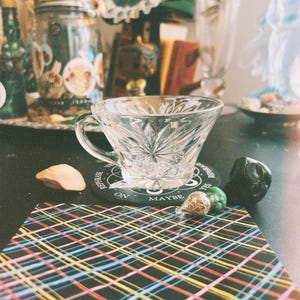 Vintage Glass Libations Cup, Ancestor Offering Chalice, Deity Offering Cup, Ancestor Offering Glass, Wine Glass For Altar