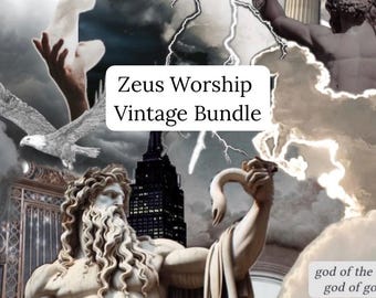 Zeus Anbetung Vintage Bundle, Vintage Hexerei-Werkzeuge, Hellenic Hexe Mystery Bundle, Zeus Anhänger Anbetung Kit, Hellenic Hexerei Kit