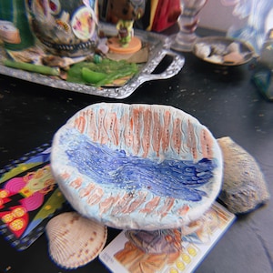 Vintage Spellwork Plate, Deity Offering Bowl, Deity Offering Plate, Jewelry Plate, Unique Altar Plate, Sea Witch Altar Decor