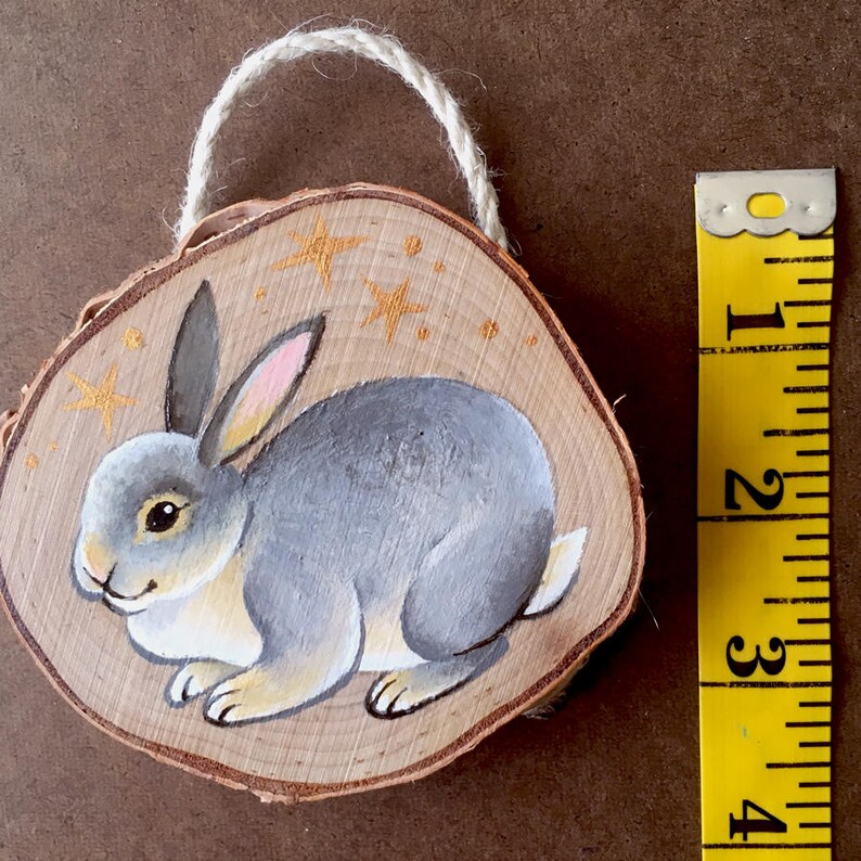 Hand Painted Bunny on Wooden Round Etsy