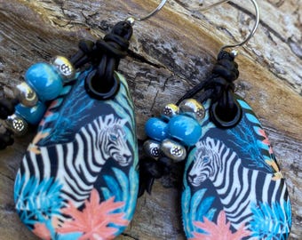 Boho Zebra Earrings: Hill Tribe Silver Dangles, Sterling Silver Ear Wires, Artisan Handmade, Jungle Earrings, Hippie Chic