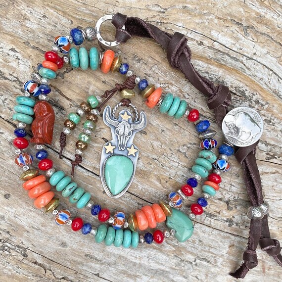 Bohemian turquoise deals necklace