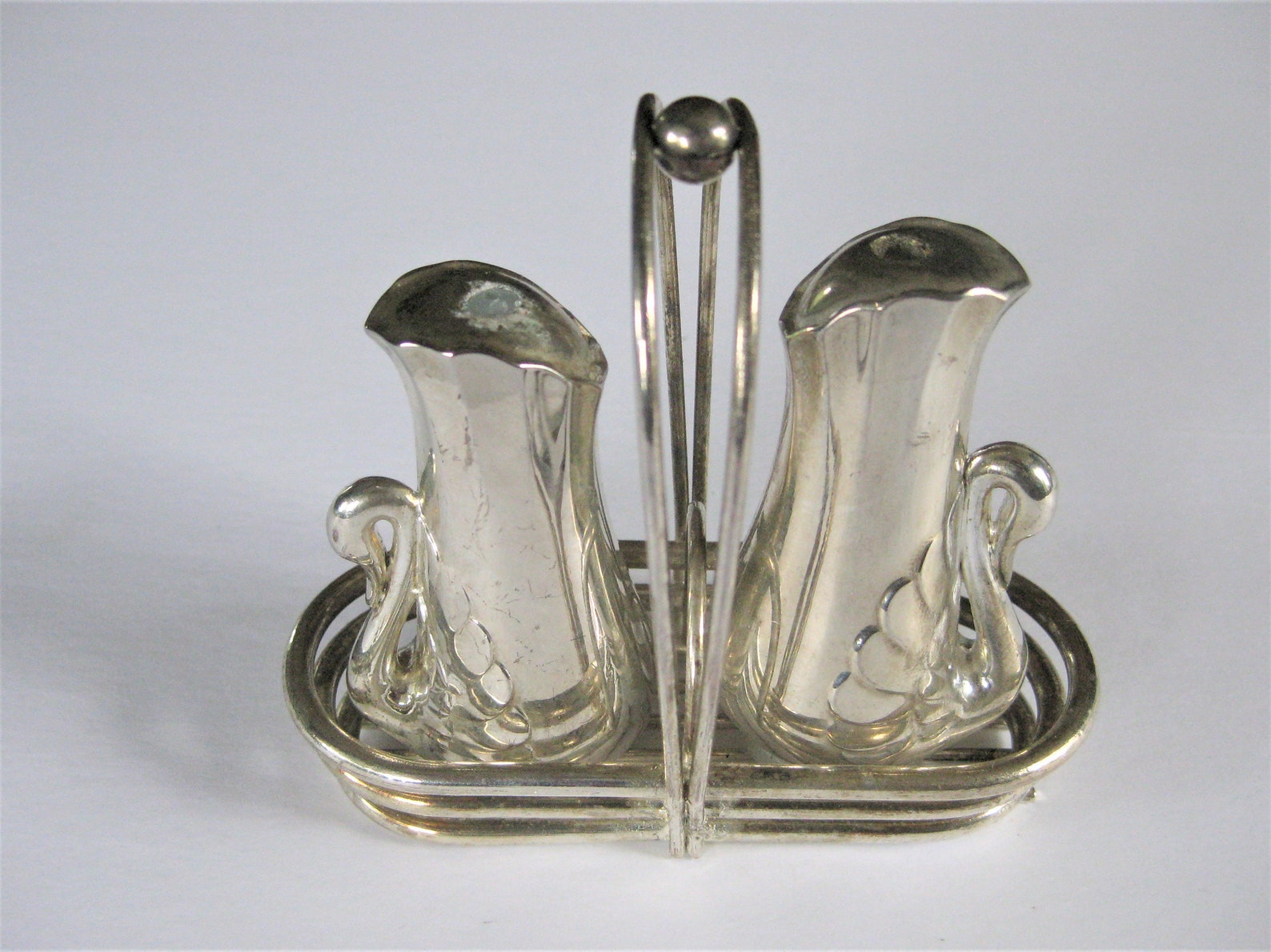 Vintage Silver Plated Salt And Pepper Shakers Pair Of Swan Etsy