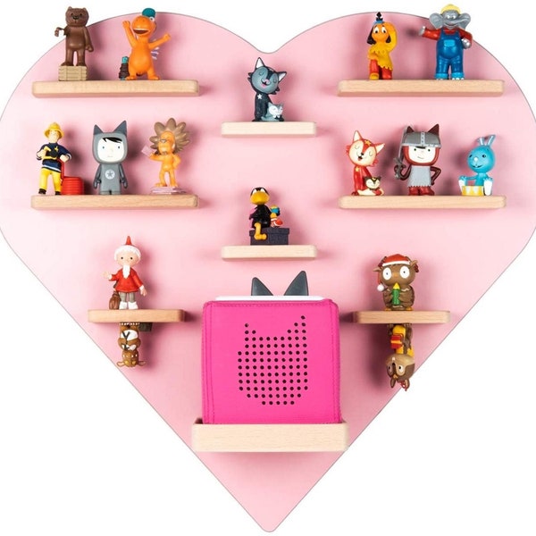 USA KLEIDKIND’S wooden pink heart music box shelve -compatible for tonies and toniebox- for kids room