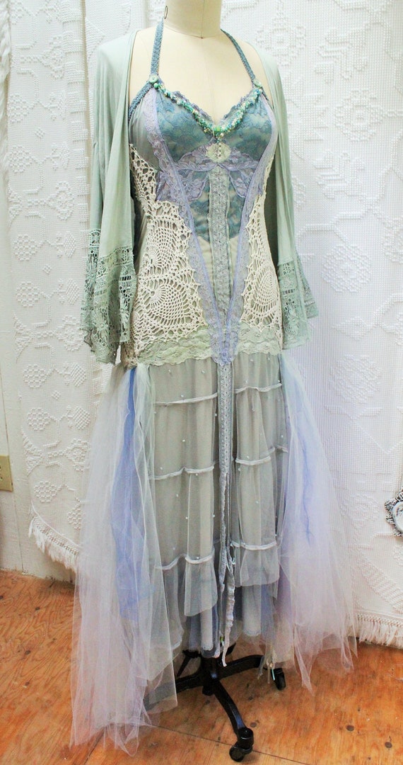Boho Beach Wedding Dressart Nouveau Dressbohemian Etsy