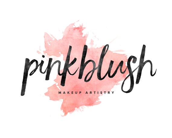 Makeup Artist Logo Watercolor Logo Pink Logo Calligraphy Etsy