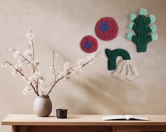 Tufted wall hanging, TWIGS Wall Decor with a back hanger