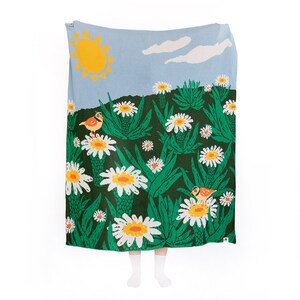 Seasonal Gardens - Knitted Throw Blanket- SUMMER ,affordable art