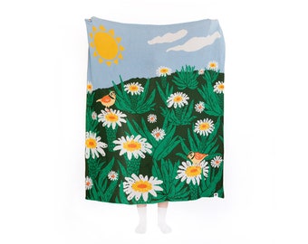 Seasonal Gardens - Knitted Throw Blanket- SUMMER ,affordable art