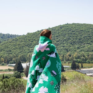 Seasonal Gardens Knitted Throw Blanket SPRING ,affordable art image 3