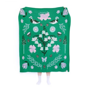 Seasonal Gardens Knitted Throw Blanket SPRING ,affordable art image 2