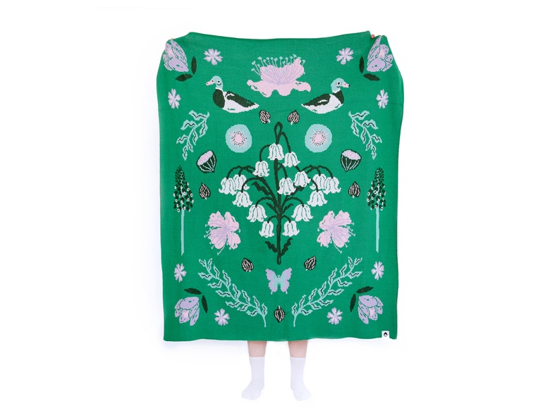 Seasonal Gardens Knitted Throw Blanket SPRING ,affordable art image 2