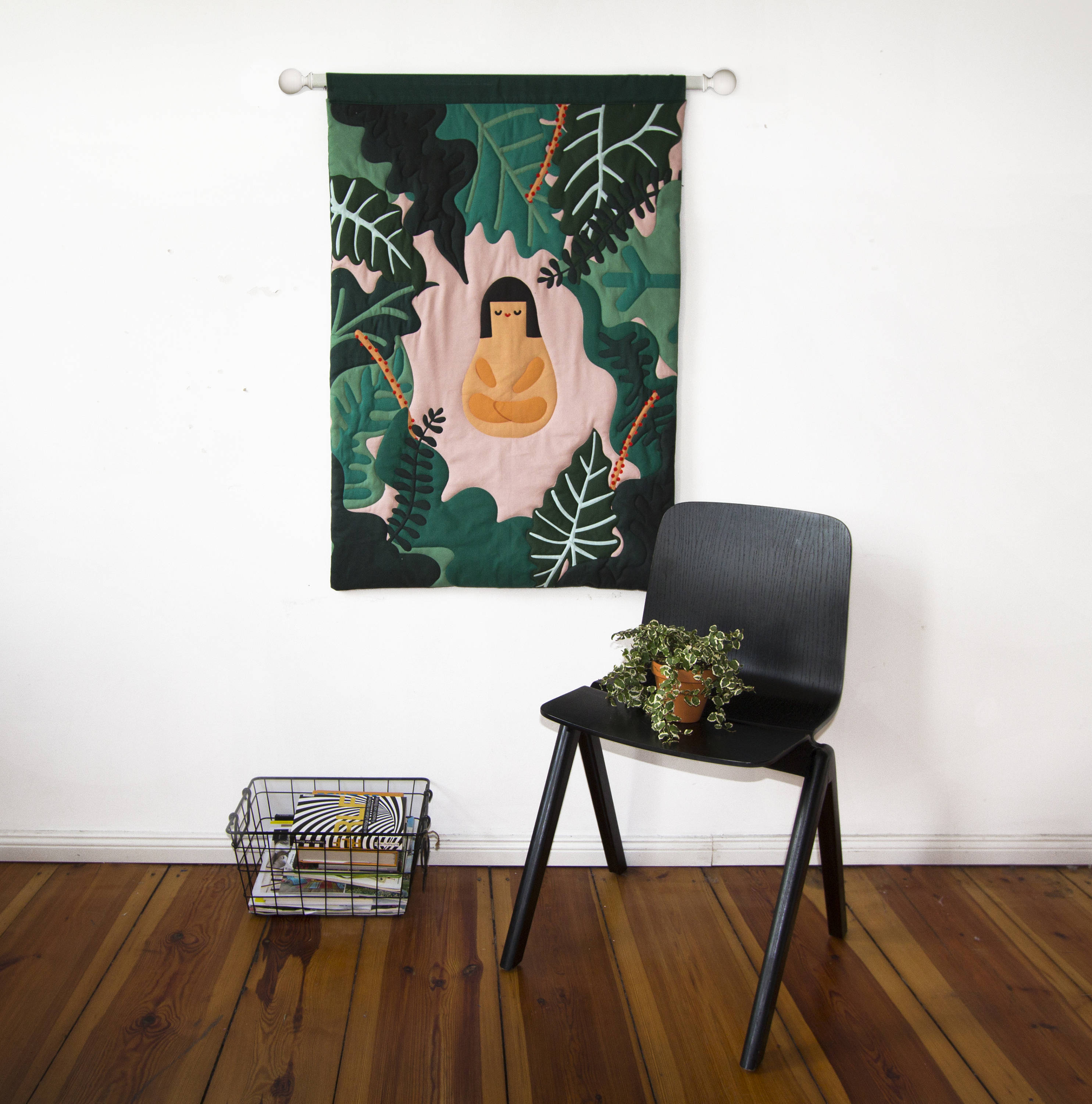 Petit Blanki, Pendaison de Mur Faite Main, Décor Mur, Amour Vert, Art Accessible