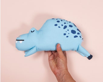 Howie the Hippo Toy, soft toy, handmade toy, Hippo plush doll, Blue Hippo Plushie