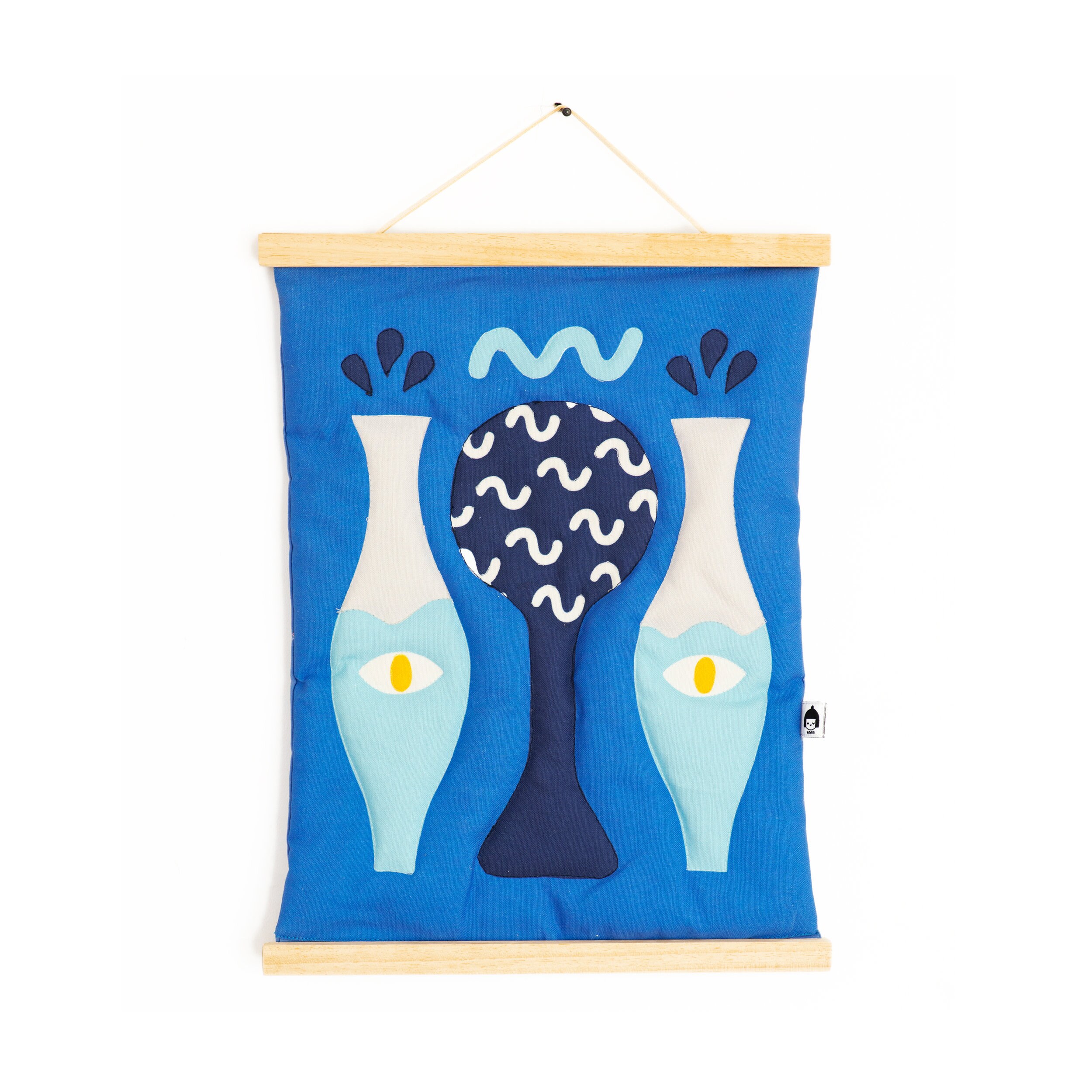 Quilted Pull Down/Canvas Fabric Print Wood Poster Hangers Wall Hanging Framed Art