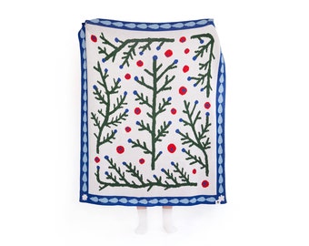 Seasonal Gardens - Knitted Throw Blanket- WINTER ,affordable art