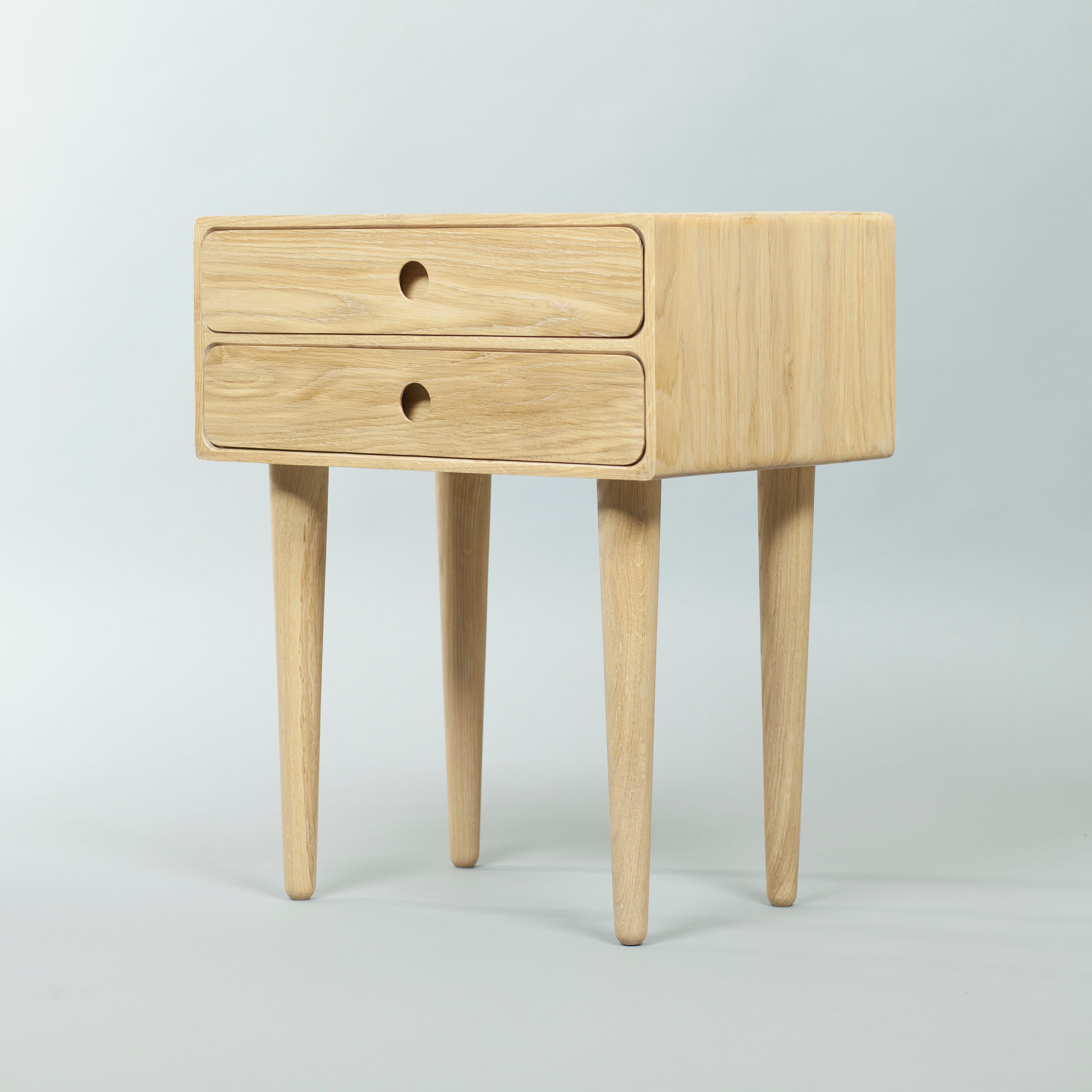 Scandinavian Solid Oak Nightstand With Drawers Bedside Table Etsy
