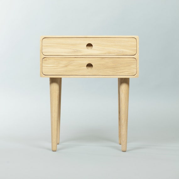 Scandinavian Solid Oak Nightstand With 