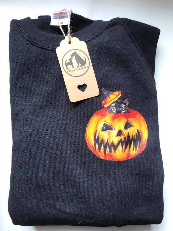 black cat pumpkin sweater