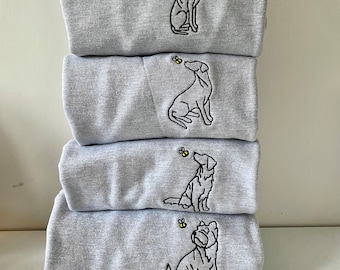 OUTLINE STYLE- Dogs Sweatshirt - Embroidered sweater for dog lovers. dogs embroidered jumper for dog owners, dog groomers