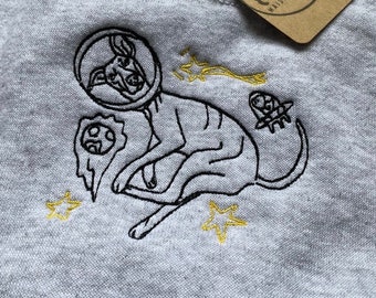 Perros espaciales - Lebrel espacial. Camiseta ecológica-perro astronauta. Regalos para amantes y dueños de perros. Perros Intergalácticos bordados. friki del espacio