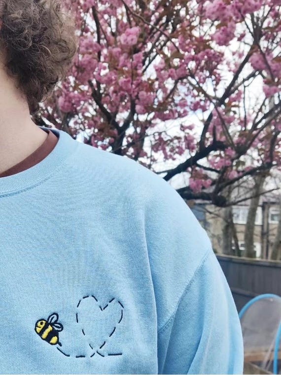 Bumblebee Heart Sweatshirt- Cute Embroidered Sweatshirt for Animal