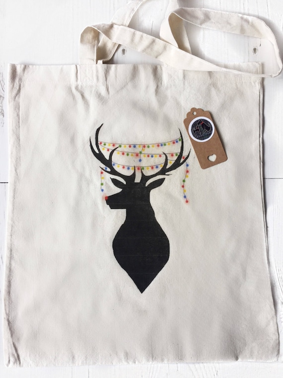 Reindeer Christmas PERSONALISED GIFT BAG SHOPPING XMAS Rudolph Gift Present