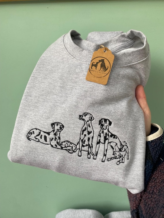 Embroidered Dalmatian Sweatshirt - Gift for Dog Lovers. Dal Puppy