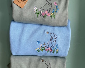 ESTILO DE CONTORNO- Sudadera Wildflower Dogs - Suéter bordado para amantes de los perrosJersey bordado para perros de primavera para dueños de perros, peluqueros de perros