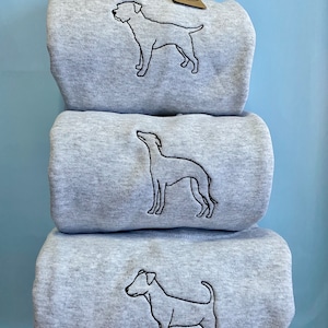 SILHOUETTE STYLE SWEATSHIRT various dog breeds available Embroidered sweater for dog lovers. dogs embroidered jumper for dog owners image 1