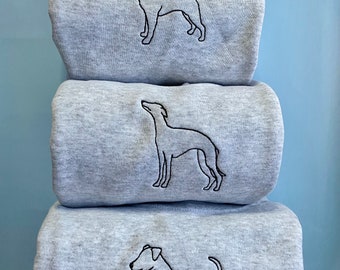 SILHOUETTE STYLE SWEATSHIRT - various dog breeds available - Embroidered sweater for dog lovers.  dogs embroidered jumper for dog owners