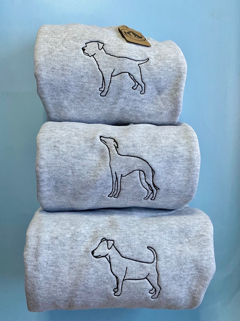 SILHOUETTE STYLE SWEATSHIRT various dog breeds available Embroidered sweater for dog lovers. dogs embroidered jumper for dog owners image 1