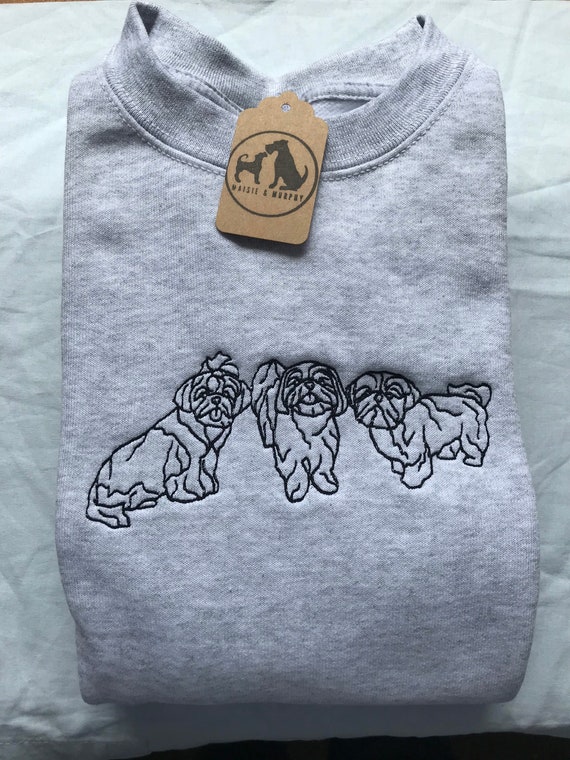 Embroidered Shih Tzu Sweatshirt For Tzu lovers and owners. Unisex Shitzu sweater for dog mums dads. Gifts for dog owners.cute dog jumper