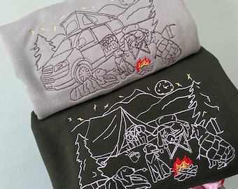 Camping / Campervan Dogs Sweatshirt - Embroidered sweater for dog lovers, hikers, campers and adventurers