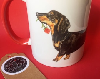 Sausage dog mug, dachshund mug, sausage dog gift for her, cute dachshund gift, Valentine's Day gift, dog gifts for her, dog owner gifts,