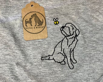 Spring Border Terrier Outline Sweatshirt - Gifts for terrors owners and lovers. Unisex Embroidered Border terrier sniffing a bumblebee. Dogs