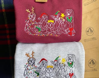 Christmas Dogs Embroidered sweatshirt - festive dog sweatshirt for dog parents. perfect xmas sweater for dog lovers, dog owners, dog walkers