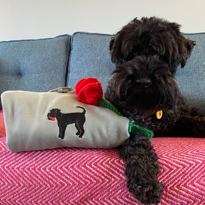 Dog breed embroidered sweatshirt. Embroidered dog carrying a red rose for their valentine. Perfect for dog lovers and owners. image 10