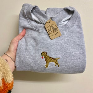 Dog breed embroidered sweatshirt. Embroidered dog carrying a red rose for their valentine. Perfect for dog lovers and owners. image 6