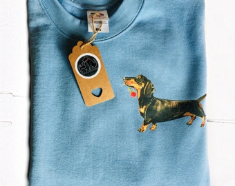 Dachshund pastel jumper, dachshund sweatshirt, cute sausage dog gift, dog print jumper, cute sausage dog print, colourful dachshund gift